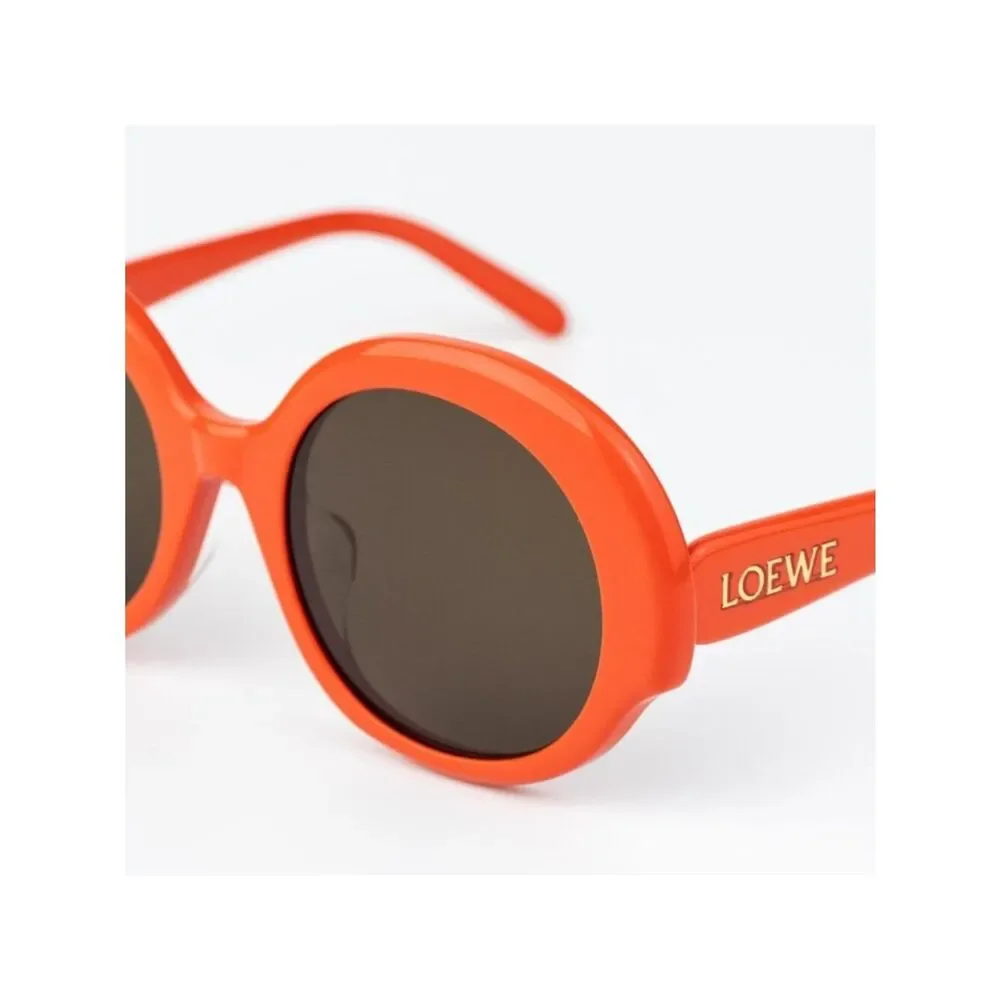 Loewe Women Sunglasses Orange Brown Round LW40135F 42E NEW AUTHENTIC